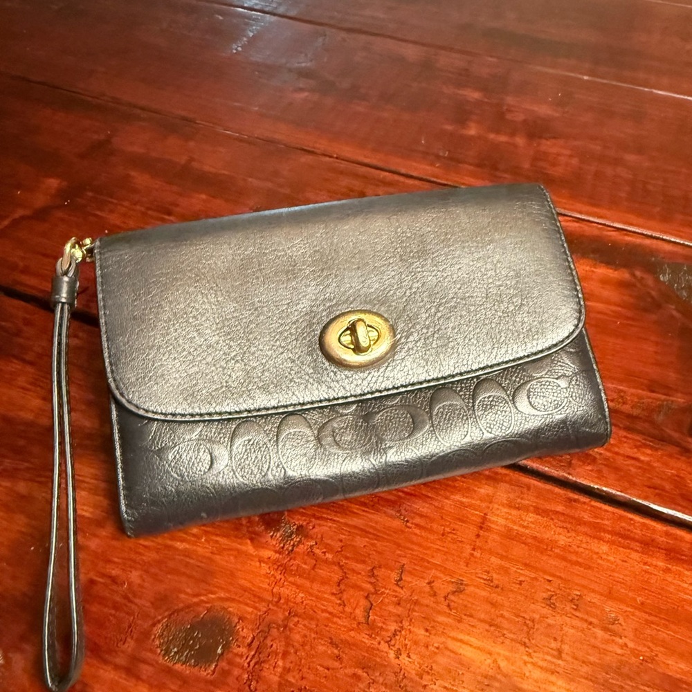 Coach Navy Wallet with wristlet